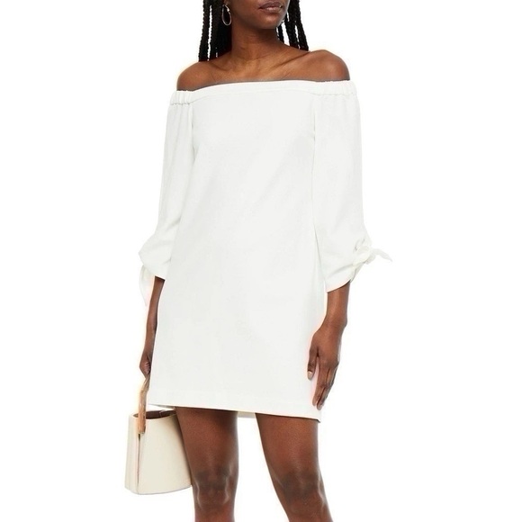 Tibi Structured Crepe Off-the-Shoulder Dress Ivory Size 2 - Picture 1 of 8